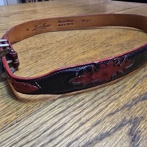 Lucchese Men's Black and Red Leather Belt